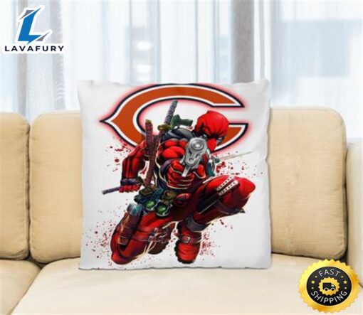 NFL Deadpool Marvel Comics Sports Football Chicago Bears Square Pillow