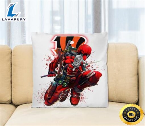 NFL Deadpool Marvel Comics Sports Football Cincinnati Bengals Square Pillow