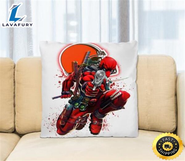 NFL Deadpool Marvel Comics Sports Football Cleveland Browns Square Pillow