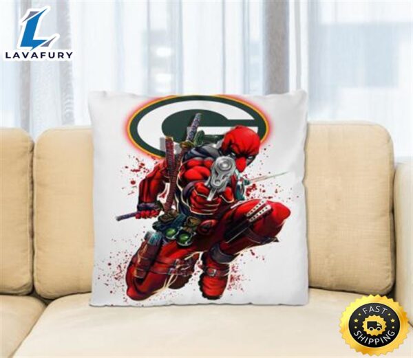 NFL Deadpool Marvel Comics Sports Football Green Bay Packers Square Pillow