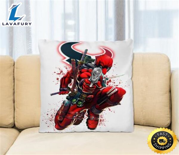 NFL Deadpool Marvel Comics Sports Football Houston Texans Square Pillow