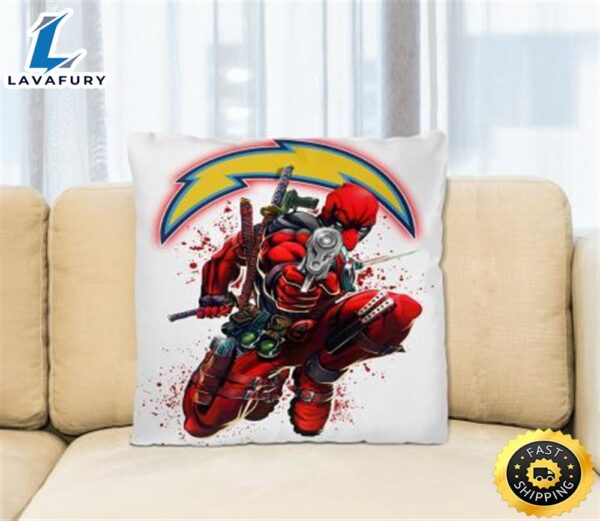 NFL Deadpool Marvel Comics Sports Football Los Angeles Chargers Square Pillow