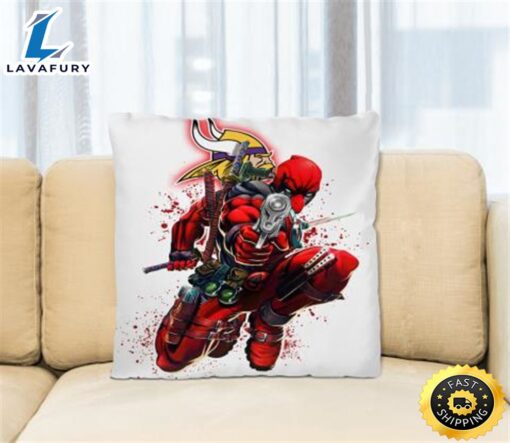 NFL Deadpool Marvel Comics Sports Football Minnesota Vikings Square Pillow