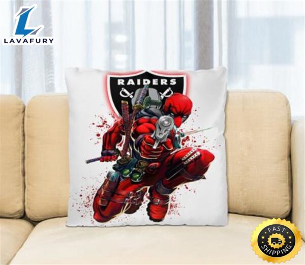 NFL Deadpool Marvel Comics Sports Football Oakland Raiders Square Pillow