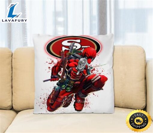 NFL Deadpool Marvel Comics Sports Football San Francisco 49ers Square Pillow