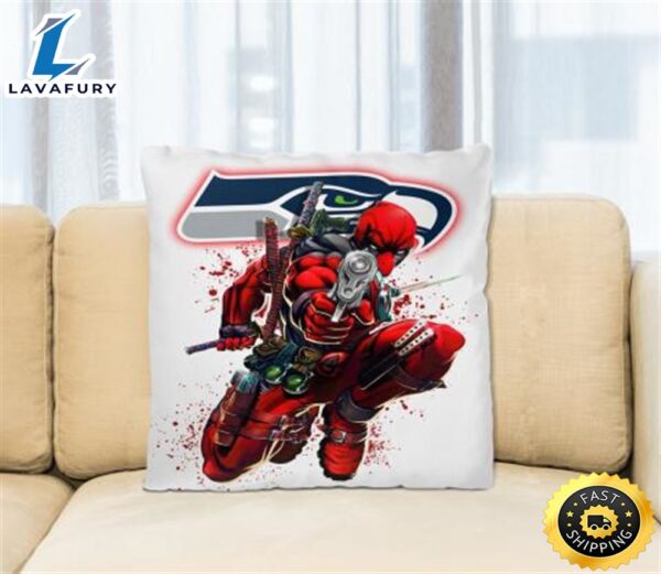 NFL Deadpool Marvel Comics Sports Football Seattle Seahawks Square Pillow