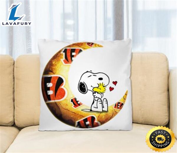 NFL Football Cincinnati Bengals I Love Snoopy To The Moon And Back Pillow Square Pillow