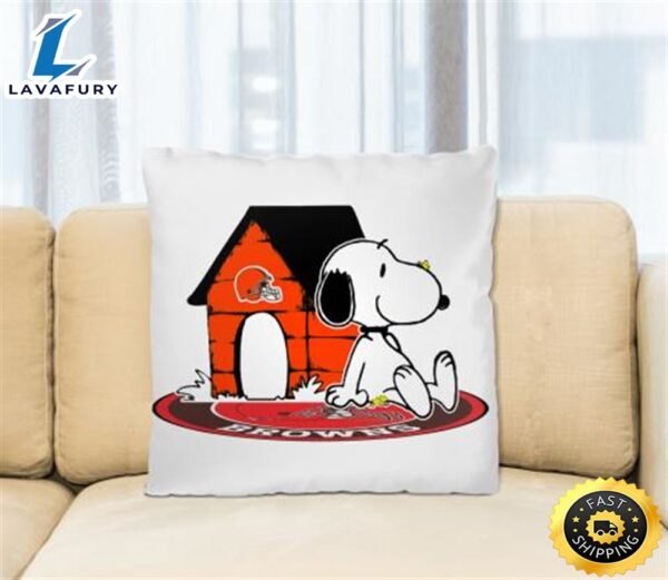 NFL Football Cleveland Browns Snoopy The Peanuts Movie Pillow Square Pillow