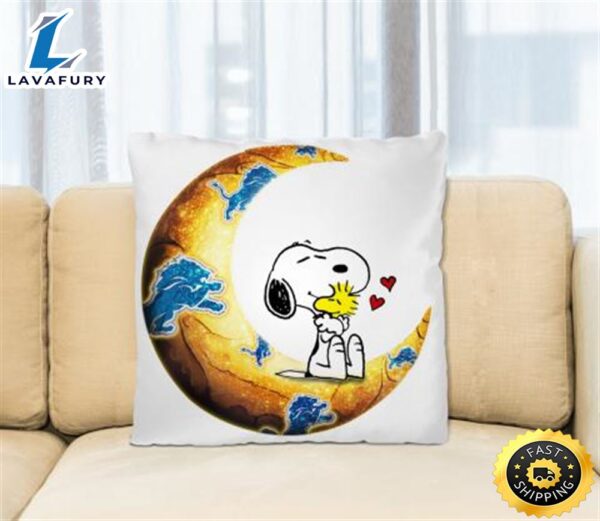 NFL Football Detroit Lions I Love Snoopy To The Moon And Back Pillow Square Pillow