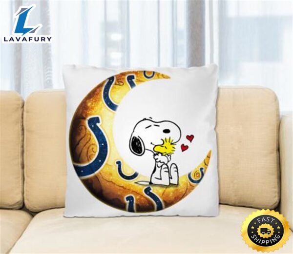 NFL Football Indianapolis Colts I Love Snoopy To The Moon And Back Pillow Square Pillow