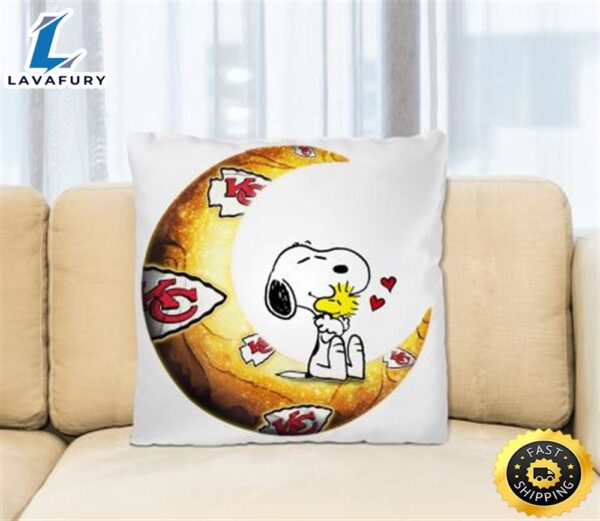 NFL Football Kansas City Chiefs I Love Snoopy To The Moon And Back Pillow Square Pillow