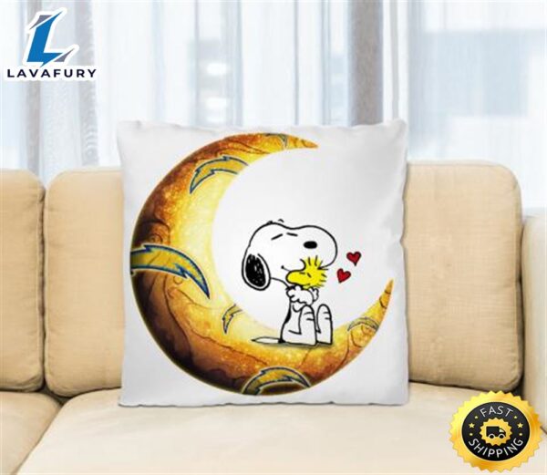 NFL Football Los Angeles Chargers I Love Snoopy To The Moon And Back Pillow Square Pillow