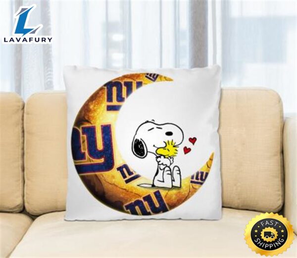 NFL Football New York Giants I Love Snoopy To The Moon And Back Pillow Square Pillow