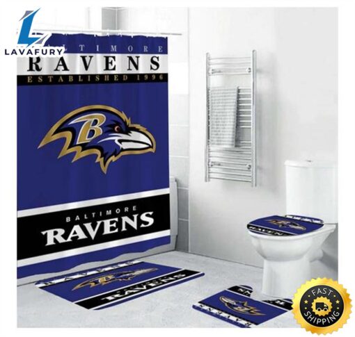 NFL Football Team Baltimore Ravens Bathroom Sets, Shower Curtain Sets