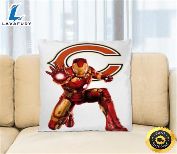 NFL Iron Man Marvel Comics Sports Football Chicago Bears Square Pillow