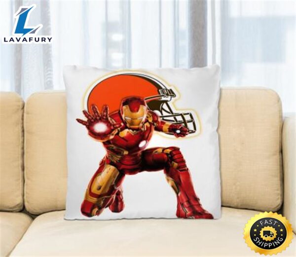 NFL Iron Man Marvel Comics Sports Football Cleveland Browns Square Pillow