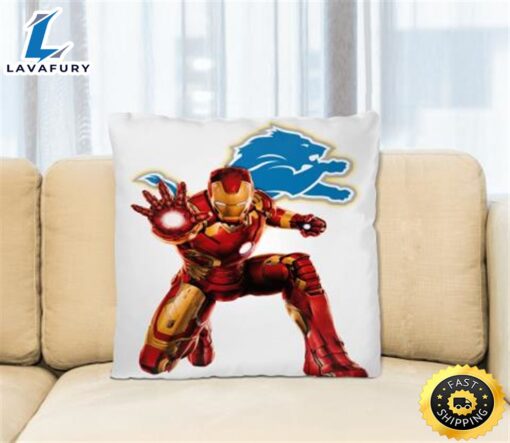 NFL Iron Man Marvel Comics Sports Football Detroit Lions Square Pillow