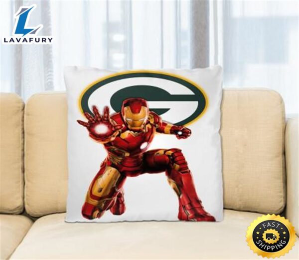 NFL Iron Man Marvel Comics Sports Football Green Bay Packers Square Pillow