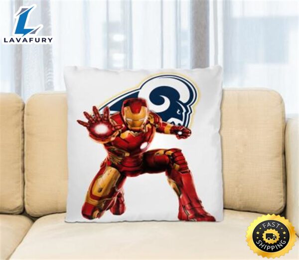 NFL Iron Man Marvel Comics Sports Football Los Angeles Rams Square Pillow
