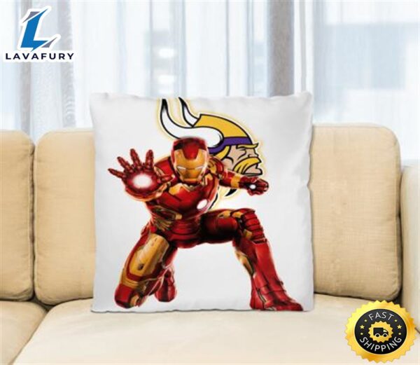 NFL Iron Man Marvel Comics Sports Football Minnesota Vikings Square Pillow