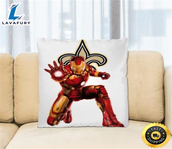 NFL Iron Man Marvel Comics Sports Football New Orleans Saints Square Pillow
