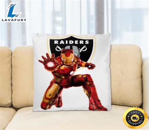 NFL Iron Man Marvel Comics Sports Football Oakland Raiders Square Pillow