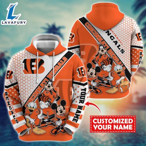 NFL Mickey Mouse Cincinnati Bengals Character Cartoon Movie Custom Name Hoodie New Arrivals