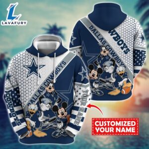 NFL Mickey Mouse Dallas Cowboys Character Cartoon Movie Custom Name Hoodie New Arrivals