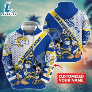 NFL Mickey Mouse Los Angeles Rams Character Cartoon Movie Custom Name Hoodie New Arrivals
