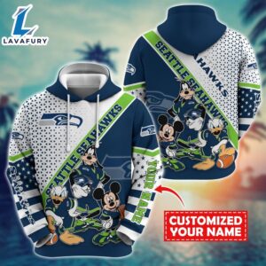 NFL Mickey Mouse Seattle Seahawks Character Cartoon Movie Custom Name Hoodie New Arrivals