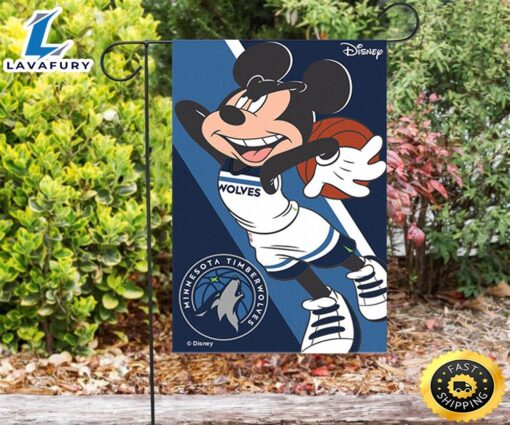 NFL Minnesota Timberwolves Mickey v49 Double Sided Printing Garden Flag