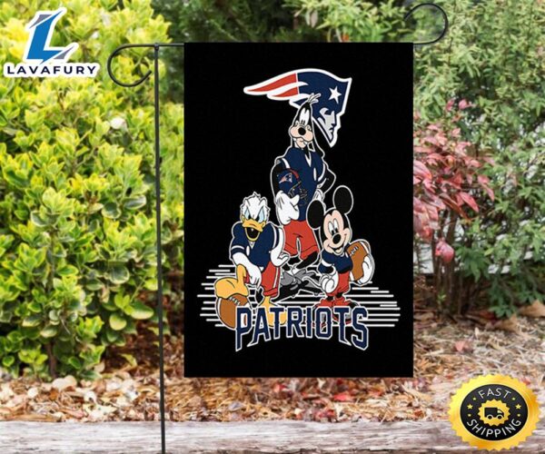 NFL New England Patriots Mickey Donald Goofy Double Sided Printing Garden Flag