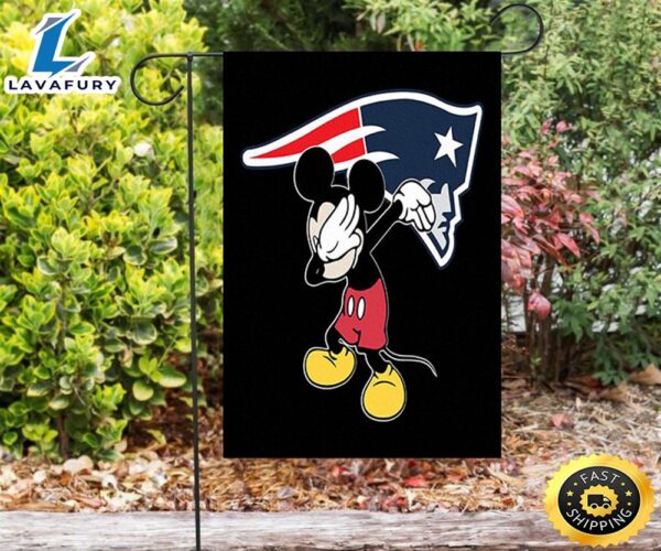 NFL New England Patriots Mickey Logo Black Double Sided Printing Garden Flag