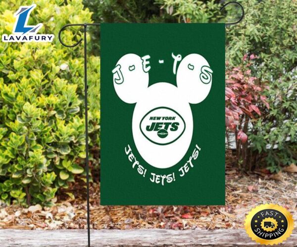 NFL New York Jets Disney Mickey v38 Double Sided Printing Garden Flag
