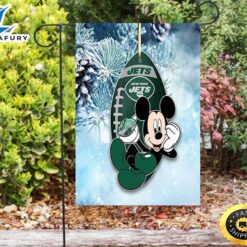 NFL New York Jets Mickey Winter v40 Double Sided Printing Garden Flag