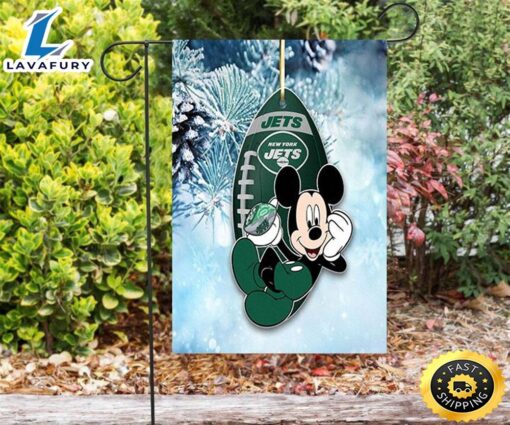 NFL New York Jets Mickey Winter v40 Double Sided Printing Garden Flag