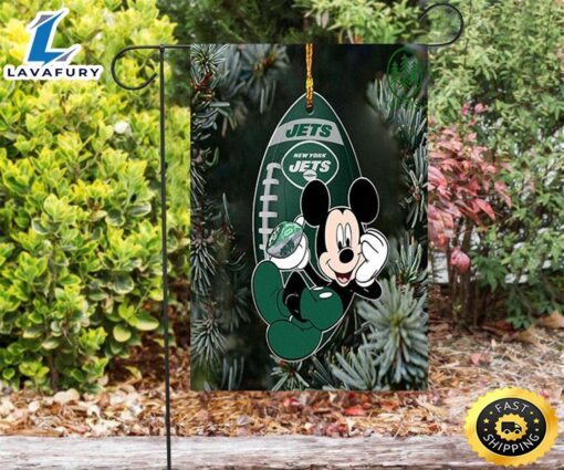 NFL New York Jets Mickey v39 Double Sided Printing Garden Flag