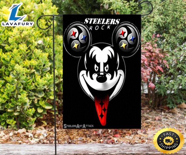 NFL Pittsburgh Steelers Rock Mickey Double Sided Printing Garden Flag