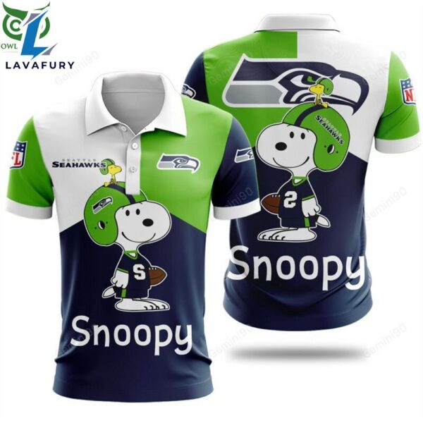 NFL Seattle Seahawks Snoopy 3D Hoodie Tshirt Polo