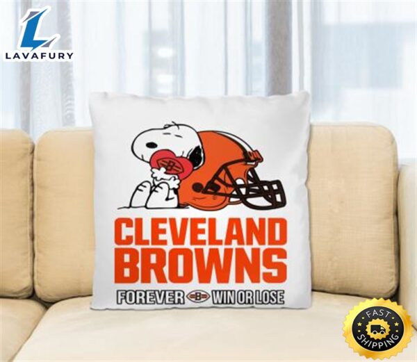 NFL The Peanuts Movie Snoopy Forever Win Or Lose Football Cleveland Browns Pillow Square Pillow