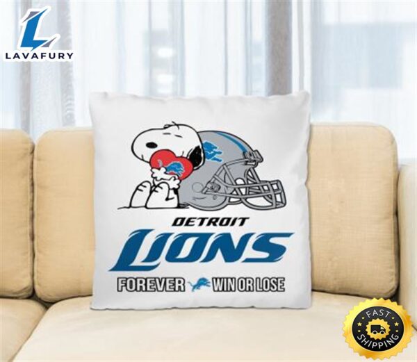 NFL The Peanuts Movie Snoopy Forever Win Or Lose Football Detroit Lions Pillow Square Pillow