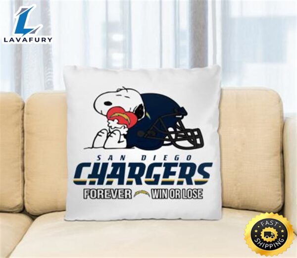 NFL The Peanuts Movie Snoopy Forever Win Or Lose Football San Diego Chargers Pillow Square Pillow