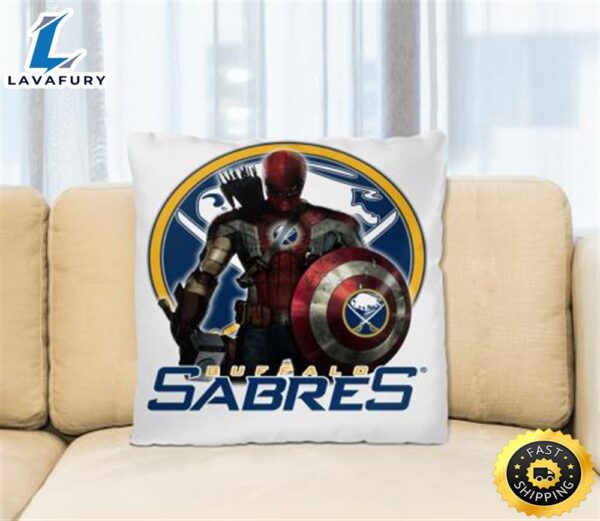NHL Captain America Thor Spider Man Hawkeye Avengers Endgame Hockey Buffalo Sabres Square Pillow