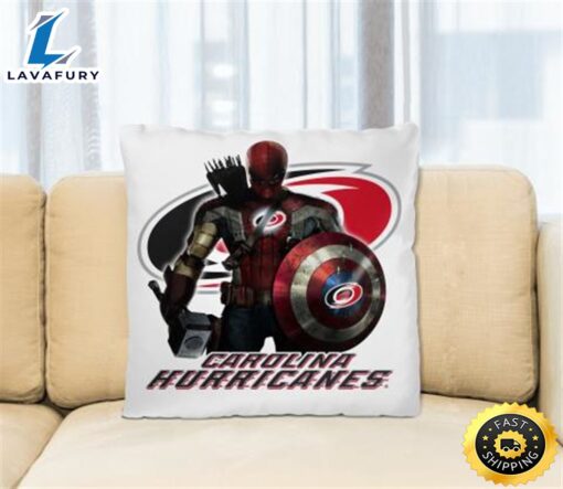 NHL Captain America Thor Spider Man Hawkeye Avengers Endgame Hockey Carolina Hurricanes Square Pillow