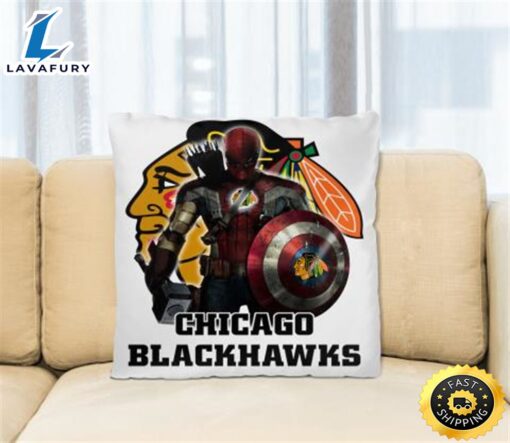 NHL Captain America Thor Spider Man Hawkeye Avengers Endgame Hockey Chicago Blackhawks Square Pillow