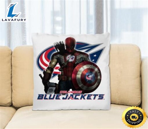 NHL Captain America Thor Spider Man Hawkeye Avengers Endgame Hockey Columbus Blue Jackets Square Pillow