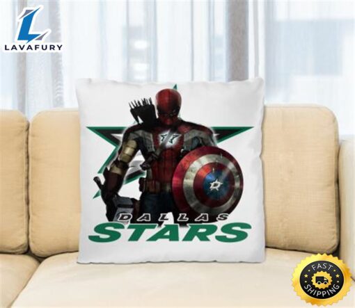 NHL Captain America Thor Spider Man Hawkeye Avengers Endgame Hockey Dallas Stars Square Pillow