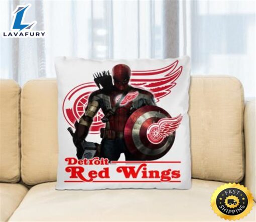 NHL Captain America Thor Spider Man Hawkeye Avengers Endgame Hockey Detroit Red Wings Square Pillow