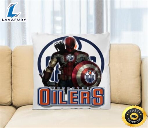 NHL Captain America Thor Spider Man Hawkeye Avengers Endgame Hockey Edmonton Oilers Square Pillow