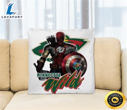 NHL Captain America Thor Spider Man Hawkeye Avengers Endgame Hockey Minnesota Wild Square Pillow